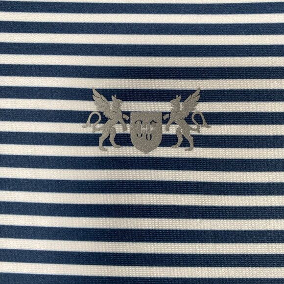 Hickey Freeman Golf Performance Polo Size L Polyester Spandex Stretch Striped - Picture 2 of 13